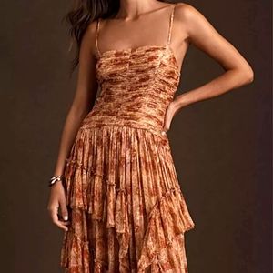 BHLDN Jessa Asymmetrical Ruffled Drop-Waist Gown